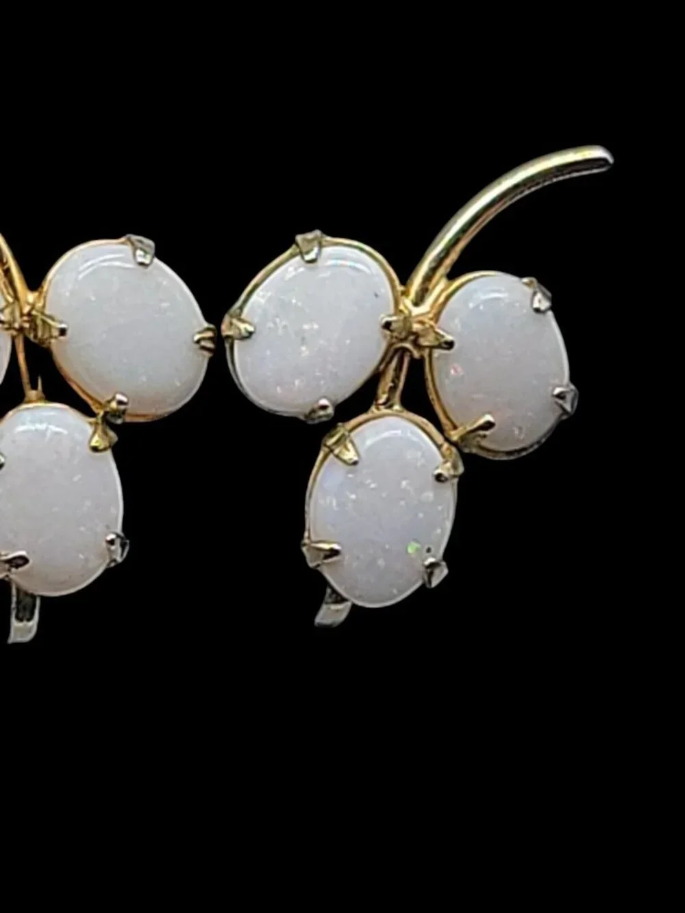 Sorrento 12kGF Faux Opal Cluster Clipped On Earrings Yellow Gold Filled Vintage